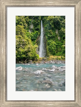 Framed New Zealand, South Island, Haast Pass, Thunder Creek Falls Print