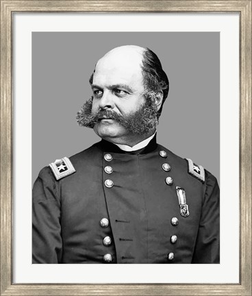 Framed Union Army General Ambrose Everett Burnside Print