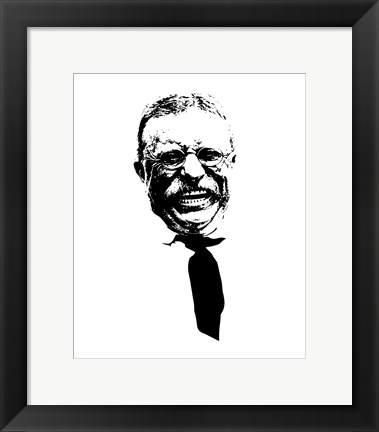 Framed Vector Portrait of Theodore Roosevelt smiling Print