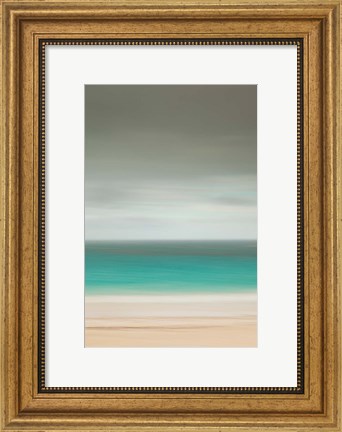 Framed Bahamas, Eleuthera, Pink Sand Beach on a cloudy day Print