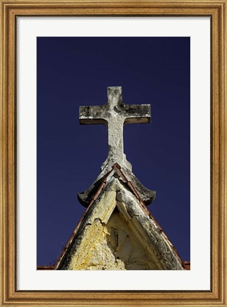 Framed Old cross atop mausoleum, Necropolis Colon, in Vedado, Havana, Cuba Print