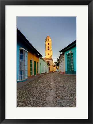 Framed Bell Tower, Plaza Mayor at sunrise, Trinidad, Cuba Print