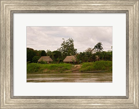 Framed Indian Village on Rio Madre de Dios, Amazon River Basin, Peru Print
