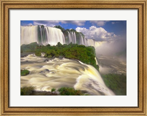 Framed Brazil, Igwacu Waterfalls into the Igwacu River Print