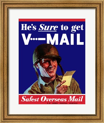 Framed V-Mail, Safest Overseas Mail Print