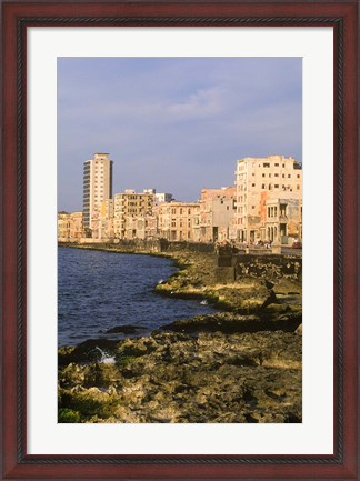 Framed Malecon, Waterfront in Old City of Havana, Cuba Print