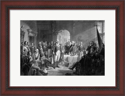 Framed General George Washington and his Military Commanders Meeting Print