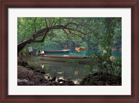 Framed Blue Lagoon, Jamaica, Caribbean Print