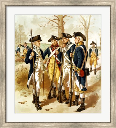 Framed Continental Army During the Revolutionary War Print