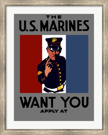 Framed U.S. Marines Want You Print