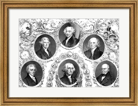 Framed First Six Presidents of The United States Print