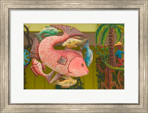 Framed Fish Souvenir at Al Vern&#39;s Craft Market, Turks and Caicos, Caribbean Print