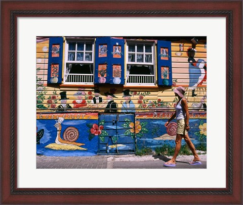 Framed L&#39;Escargot Restaurant in Philipsburg, St Martin, Caribbean Print