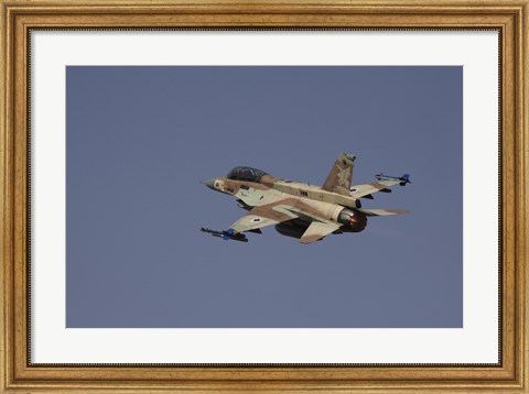 Framed F-16D Barak of the Israeli Air Force flying over Israel Print