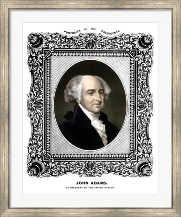 Framed President John Adams (color portrait) Print