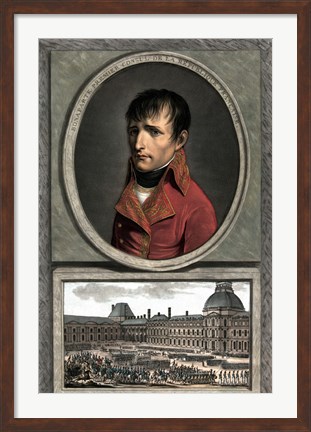 Framed Napoleon Bonaparte Above a Troop Review Print