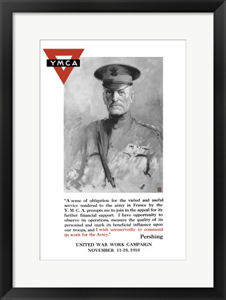 Framed General John Pershing, YMCA Print