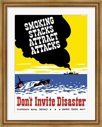 Framed Smoking Stacks Attract Attacks Print