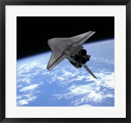 Framed Artist&#39;s concept of a Space Shuttle entering Earth orbit Print