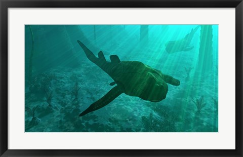 Framed Armored Bothriolepis Glides Along the Bottom of a Flooded Plain Print