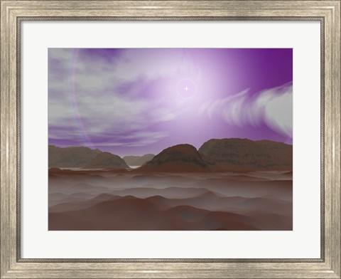 Framed Artist&#39;s concept of the Atmosphere on Pluto Print