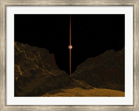 Framed Hypothetical Primitive Alien Planet Towards a Brown Dwarf in the Sky Print