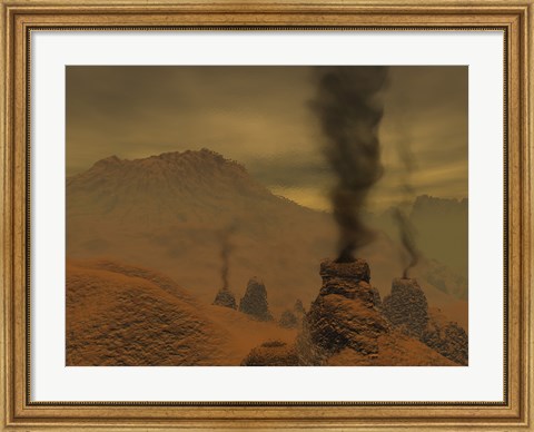 Framed Artist&#39;s concept of Volcanic Activity on the Surface of Venus Print