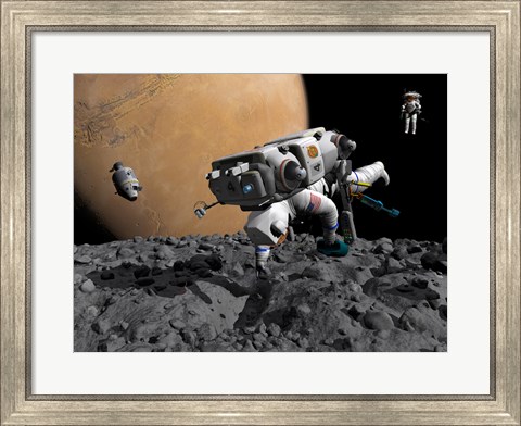 Framed Astronaut Makes First Human Contact with Mars&#39; Moon Phobos Print