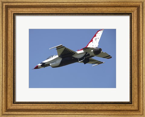 Framed US Air Force F-16 Thunderbird Jet in Flight over Belgium Print