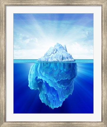 Framed Solitary Iceberg in the Sea Print