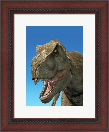 Framed 3D Rendering of Tyrannosaurus Rex, Close-up Print