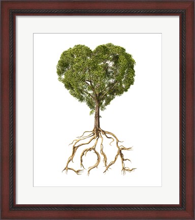 Framed Tree with Foliage in the Shape of a Heart Print