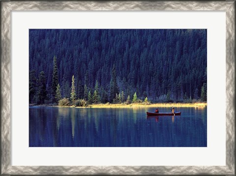 Framed Fishing on Waterfowl Lake, Banff National Park, Canada Print