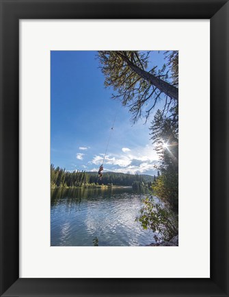 Framed Rope swinging at Champion Lakes Provincial Park, BC, Canada Print