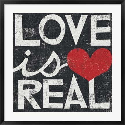 Framed Love Is Real Grunge Square Print