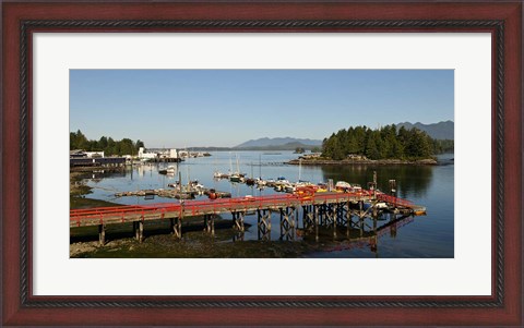 Framed Dock and harbor, Tofino, Vancouver Island, British Columbia Print