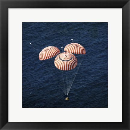 Framed Apollo 16 Command Module approaching Touchdown in the Central Pacific Ocean Print