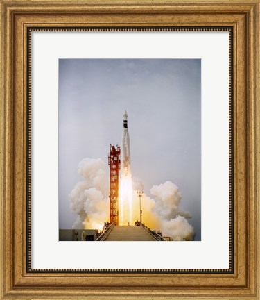 Framed Augmented Target Docking Adapter atop an Atlas Launch Print