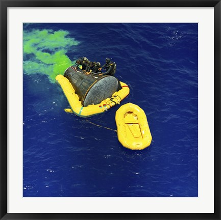 Framed US Navy Frogman Team Helps in the Recovery of the Gemini-Titan 4 spacecraft Print