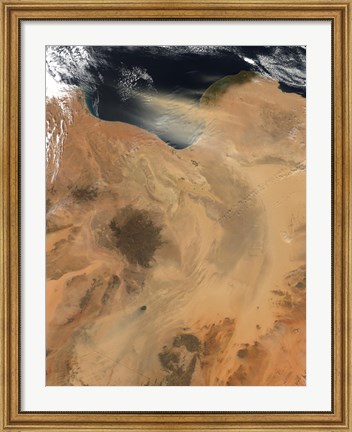 Framed Satellite View of a Dust Storm over Libya Print