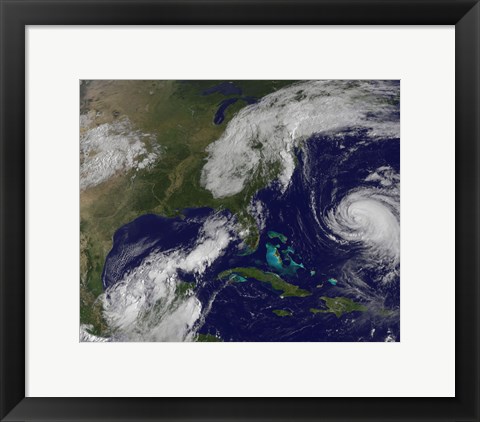 Framed Satellite view of Several Weather Systems in the Eastern United States Print