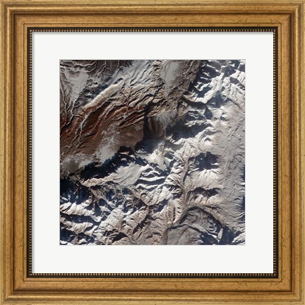 Framed Satellite Image of Russia&#39;s Kizimen Volcano Print