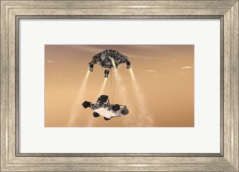 Framed Sky Crane Maneuver During the Descent of NASA&#39;s Curiosity Rover Print