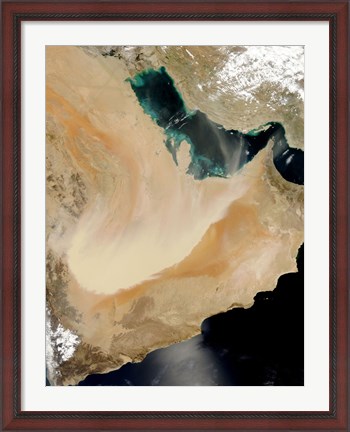 Framed Satellite View of a Dust Storm in Saudi Arabia Print