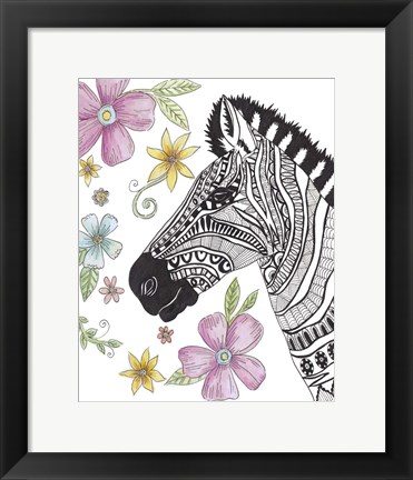 Framed Tribal Zebra Portrait Print