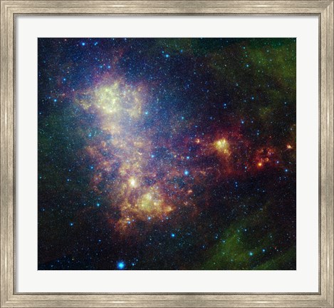 Framed Infrared Portrait Revealing the Stars and Dust of the Small Magellanic Cloud Print