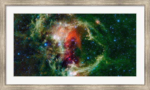 Framed Mosaic is of the Soul Nebula, also Known as the Embryo Nebula, IC 1848, or W5 Print