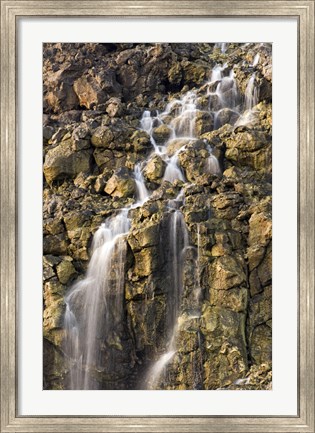 Framed Brine Falls from Volcanic Rock Drop off to a Runoff Stream Print