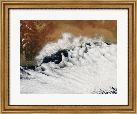 Framed Unusual Cloud Formations Crowd the Coastline of Australia Print