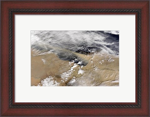 Framed Dust Blows Off the Coast of Libya Heading Over the Mediterranean Sea Print